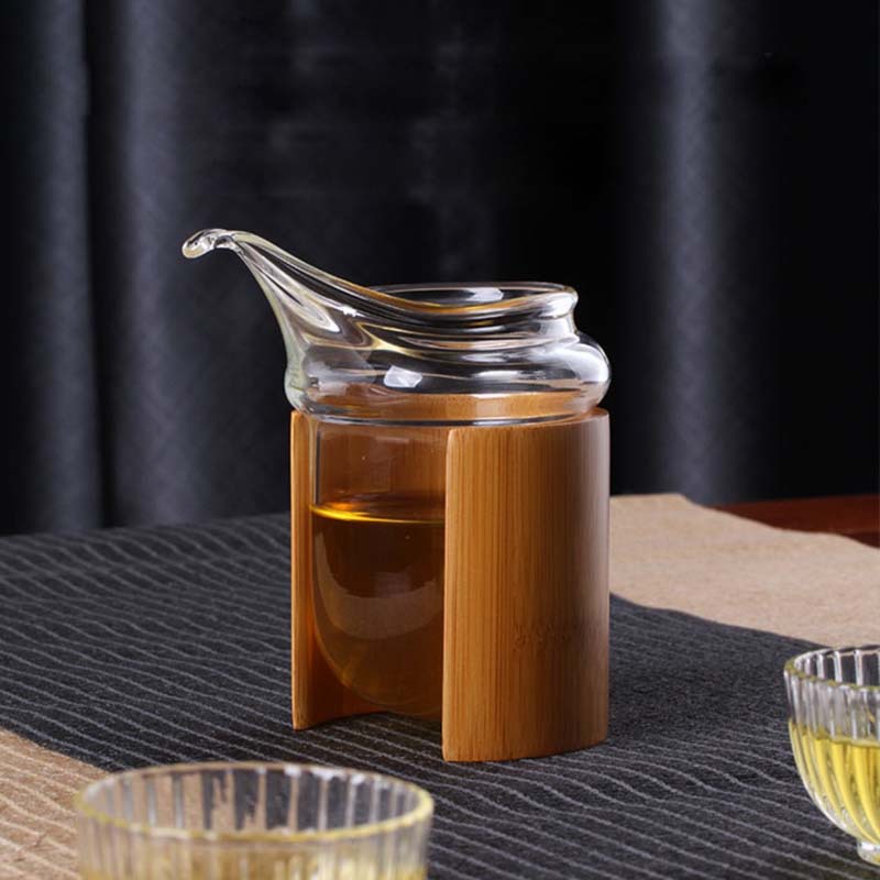 鷹嘴加厚竹筒隔熱玻璃公道杯