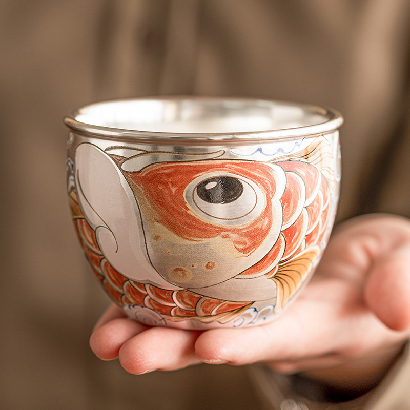 鎏銀祥龍納福水缸主人杯