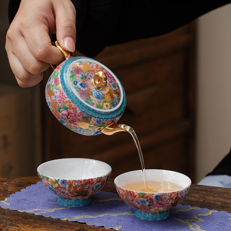 高顏值琺瑯彩宮燈旅行茶具