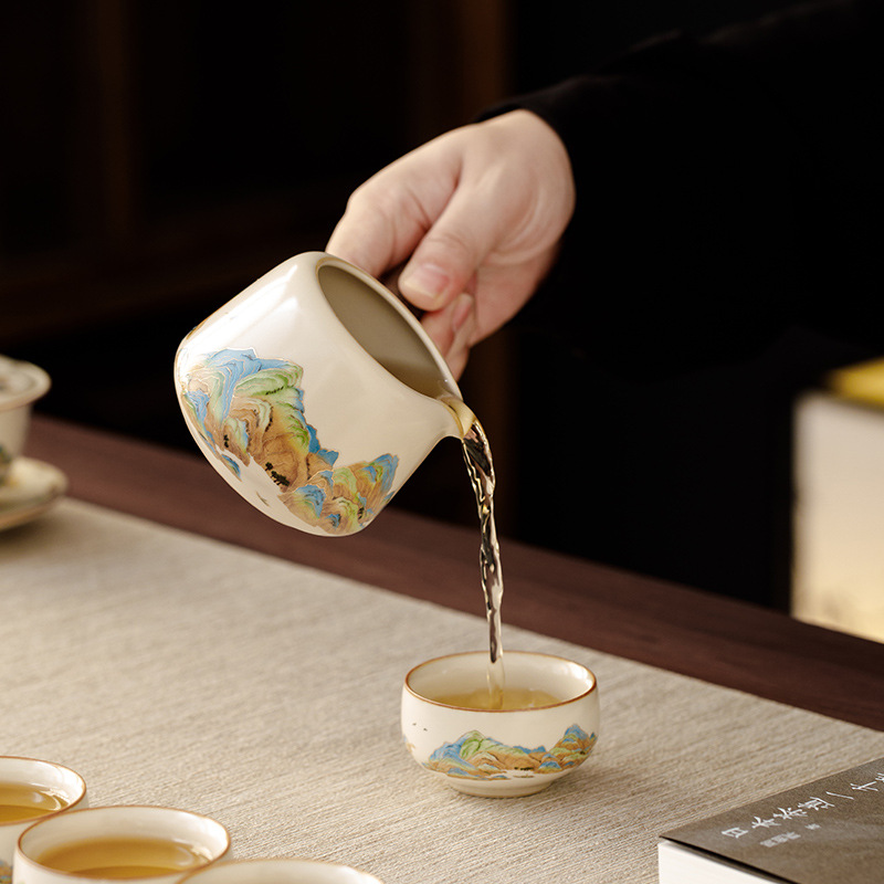 千裡江山側把茶壺茶具套裝