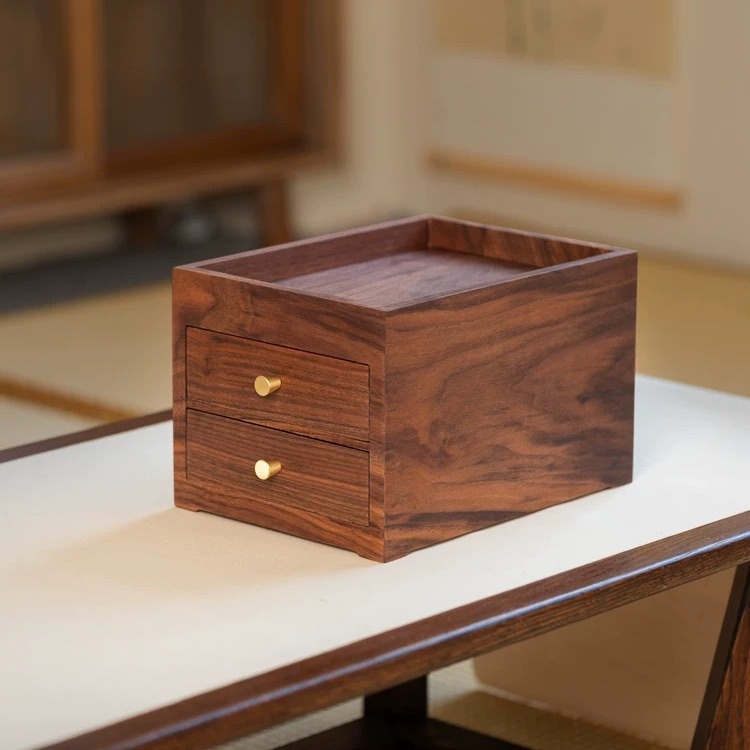 胡桃木桌面雙層玄關小抽屜