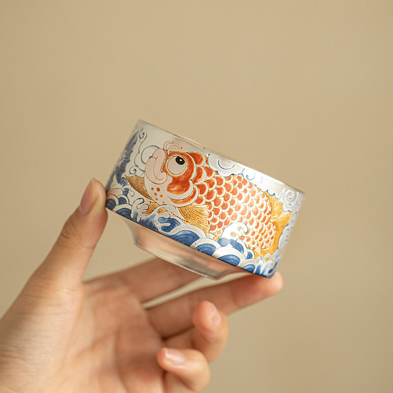 祥龍納福鎏銀品茗杯