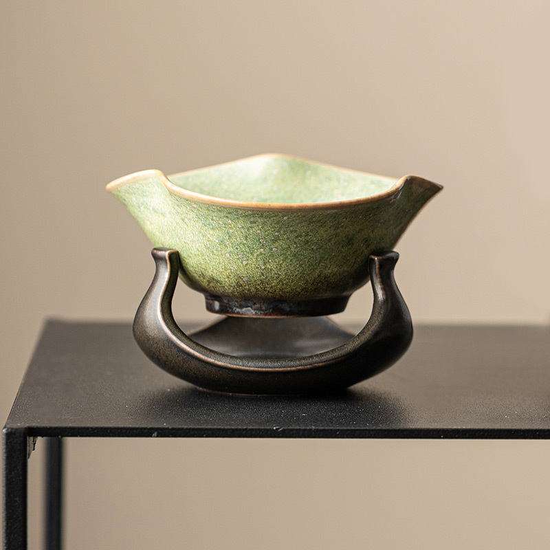 窯變星空綠復古一體茶漏茶濾