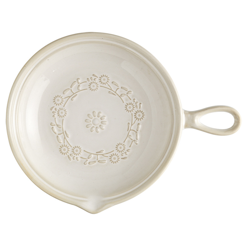 日式窯變雛菊單柄盤