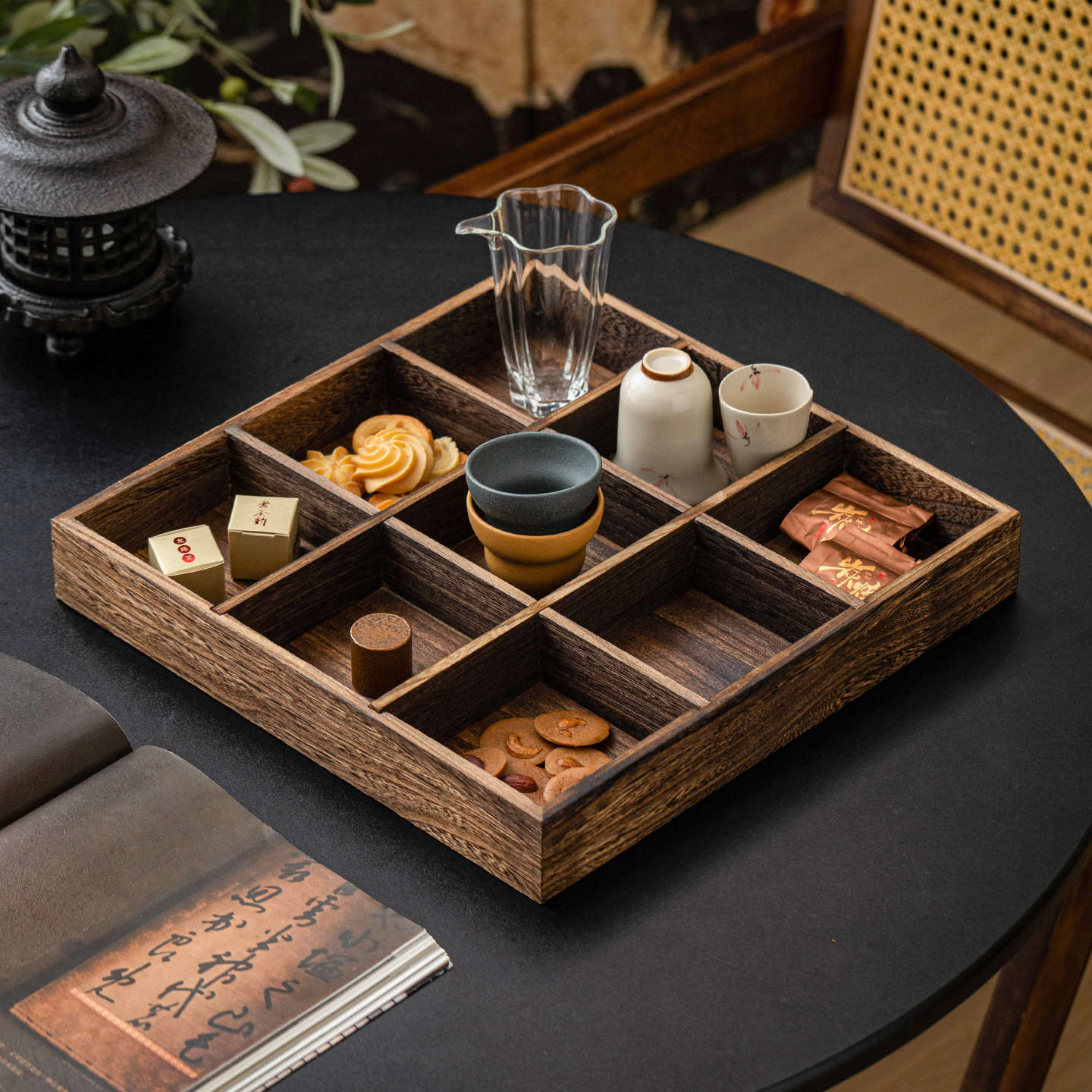 桐木宮格點心盤