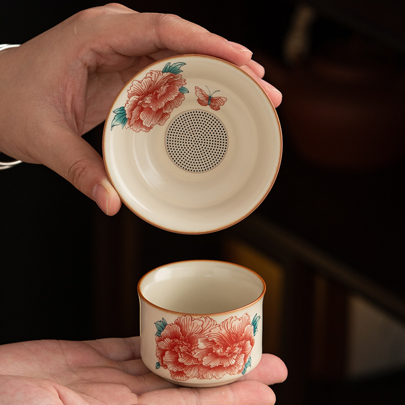 汝窯牡丹花茶漏