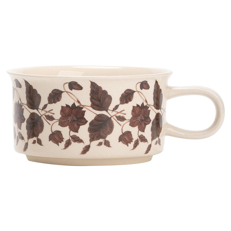 復古手繪帶碟陶瓷馬克杯