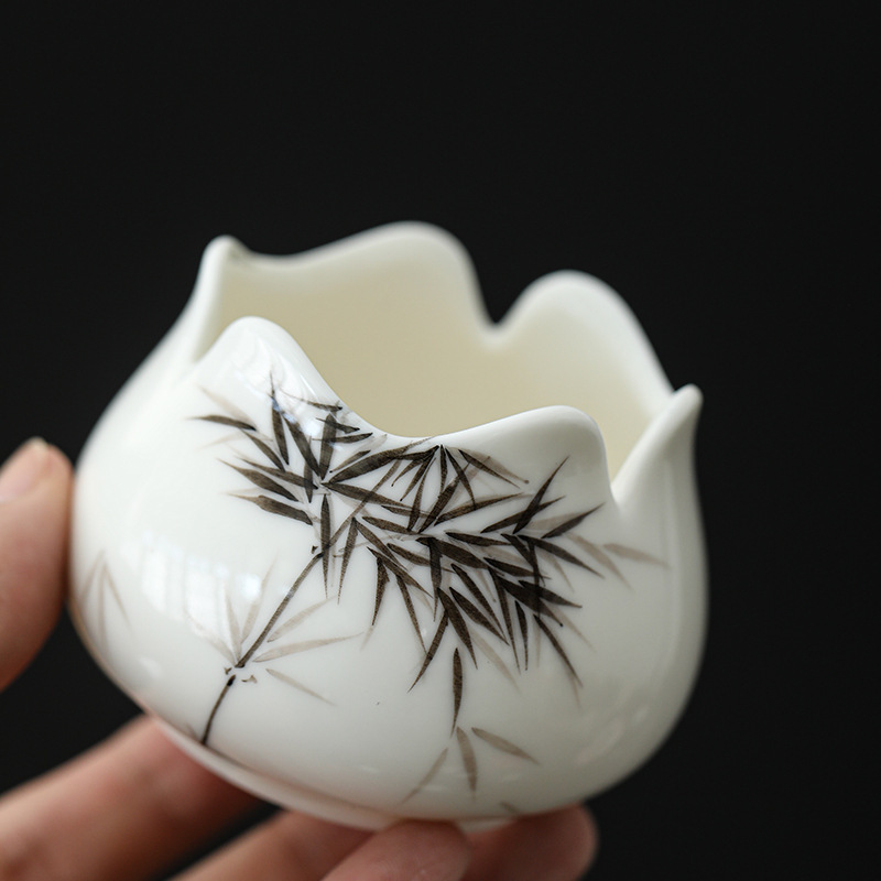 白瓷純手繪竹子茶漏