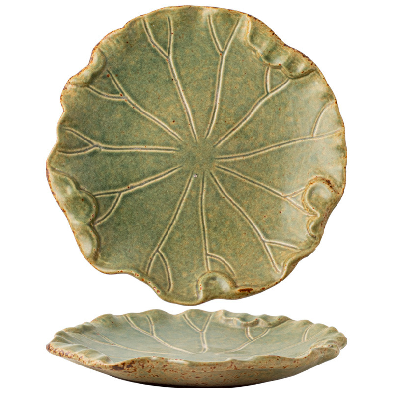 高顏值復古粗陶茶點盤