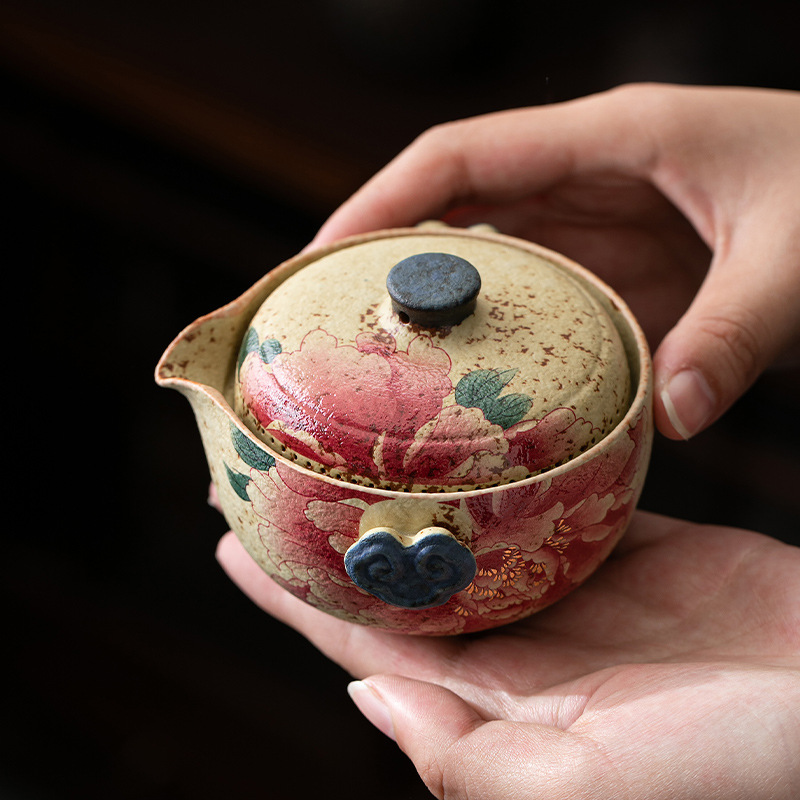 火石紅陶瓷手抓壺