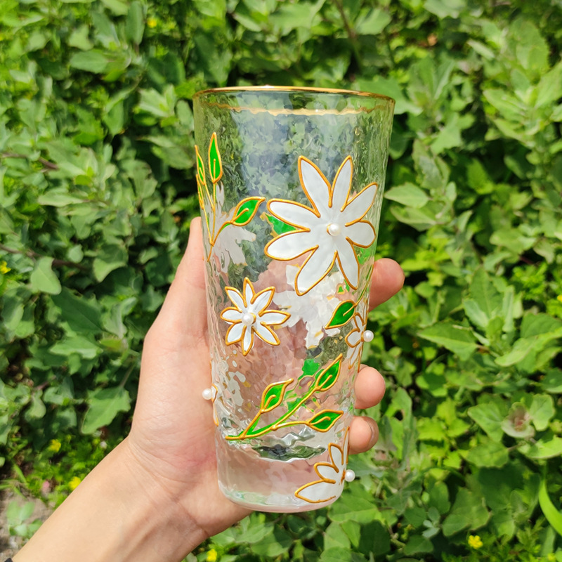 手繪錘紋水晶玻璃杯