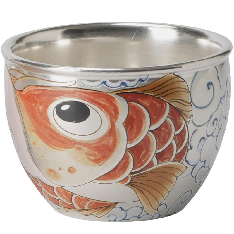 鎏銀祥龍納福水缸主人杯