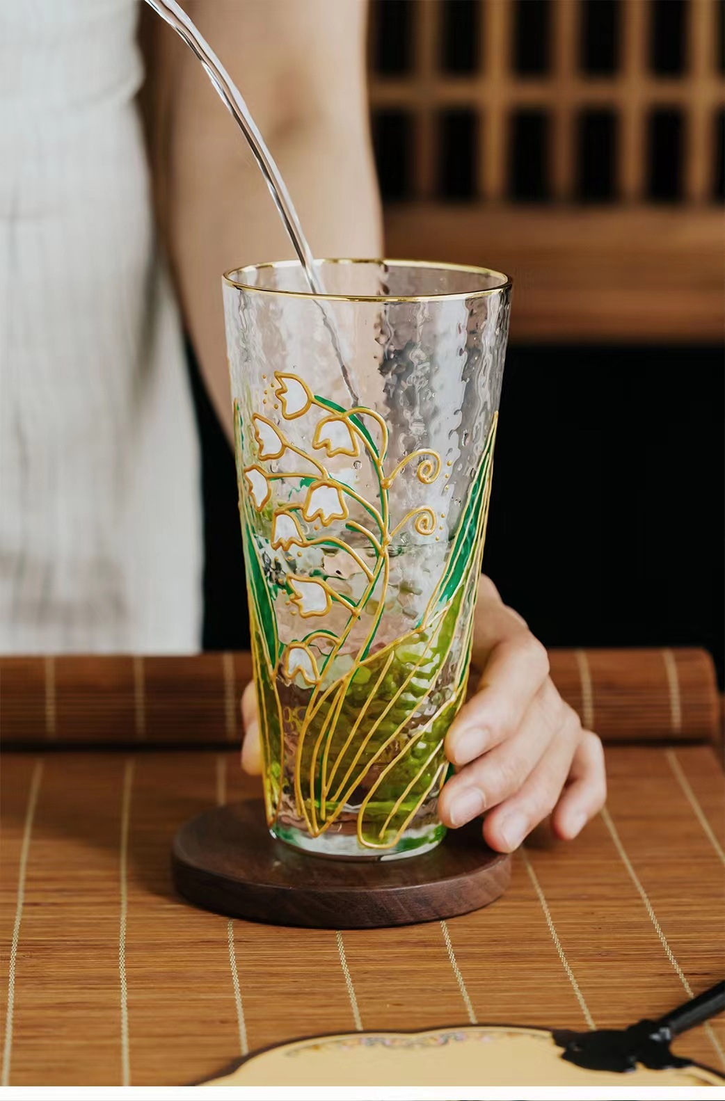 手繪錘紋水晶玻璃杯