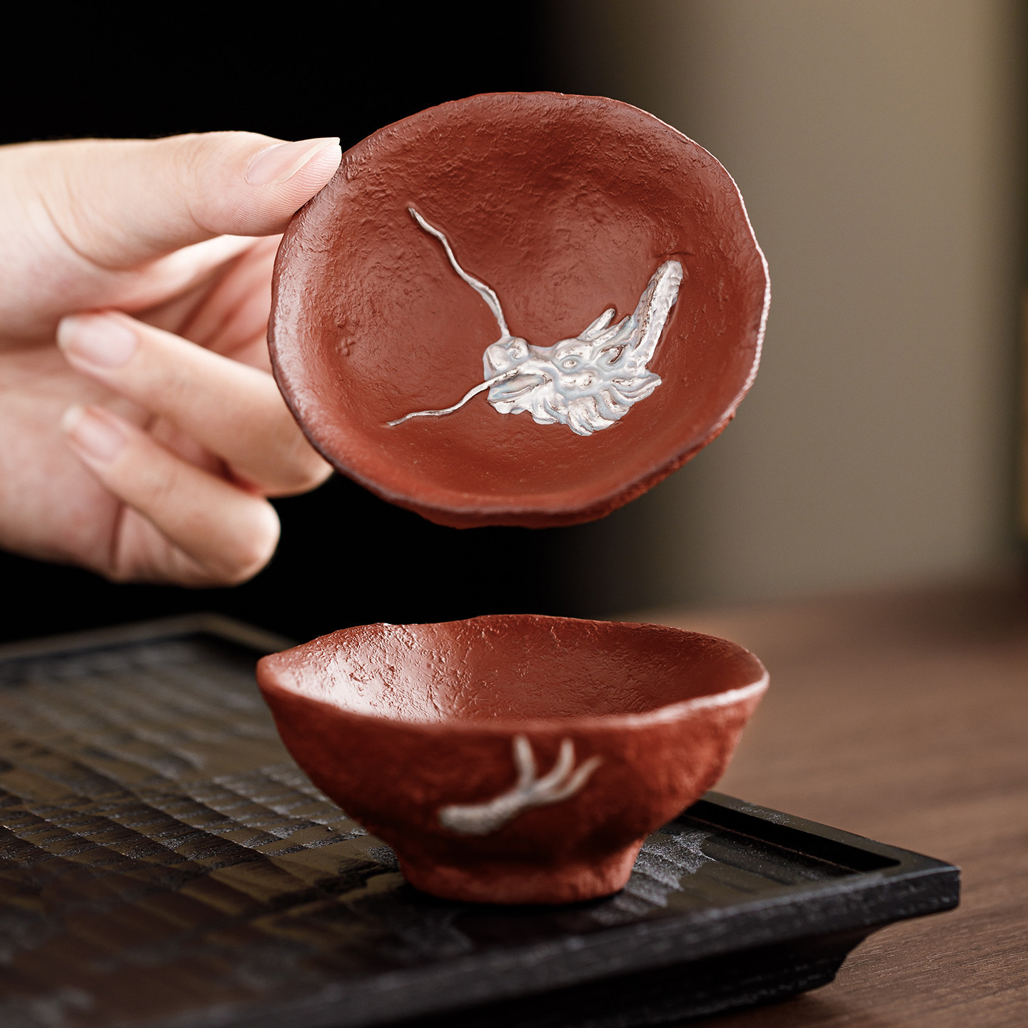 紅泥紫砂茶碗杯