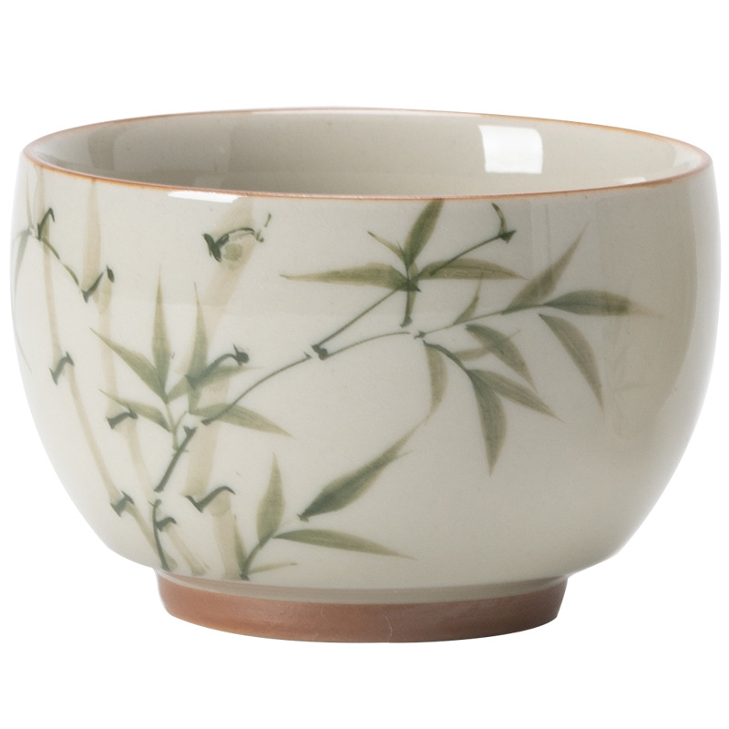 手繪翠綠文竹將軍主人杯