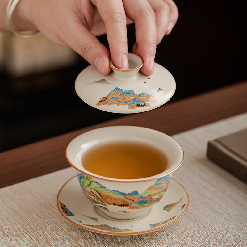 汝窯千裡江山蓋碗