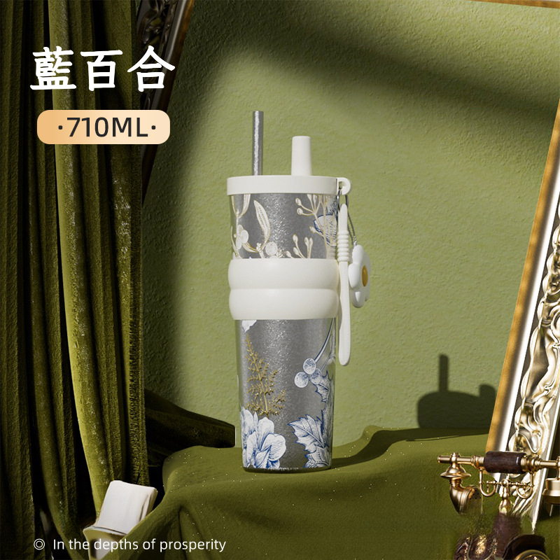 海棠花輕奢純鈦保溫杯