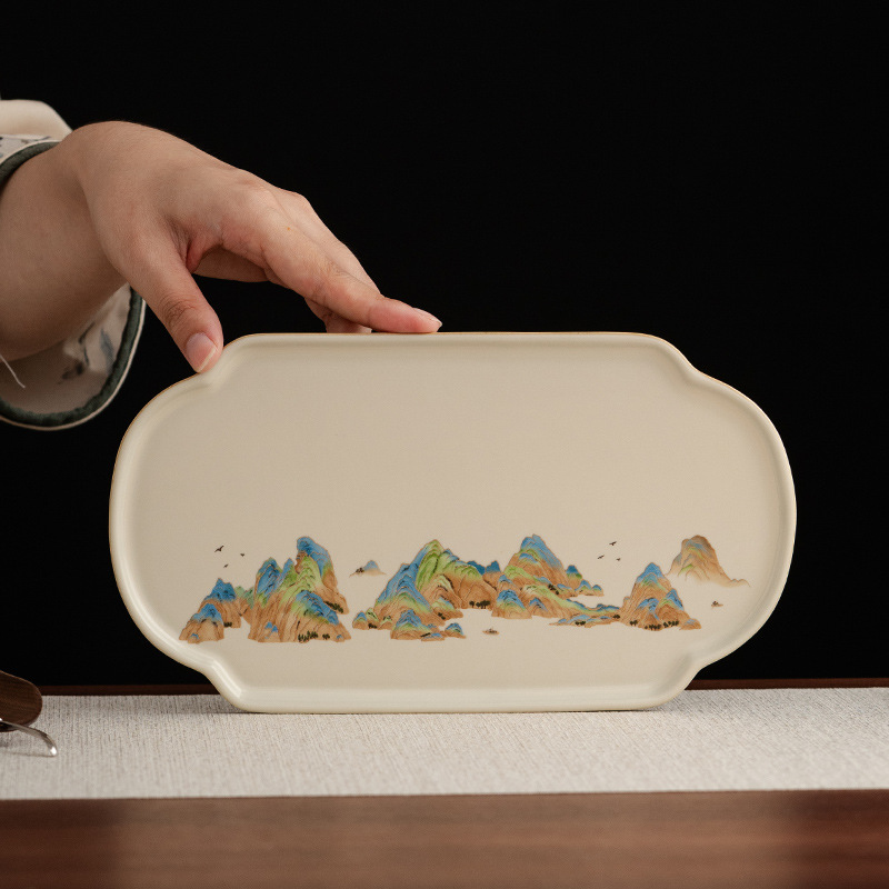 千里江山汝窯托盤