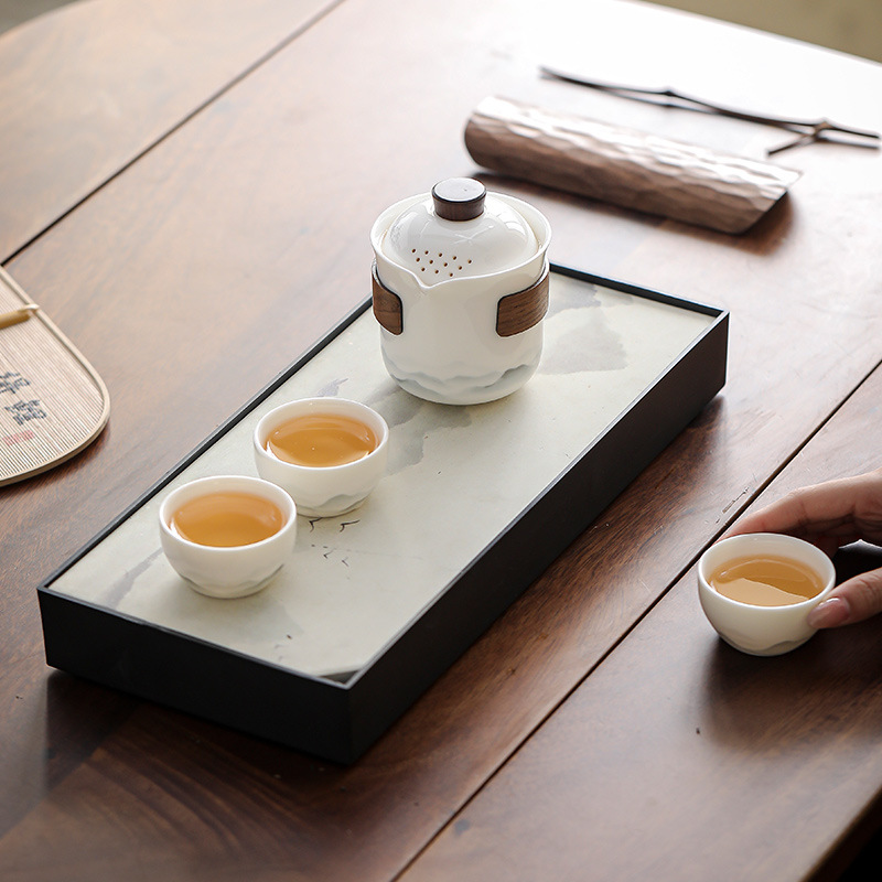 水墨白瓷遠山茶具套裝