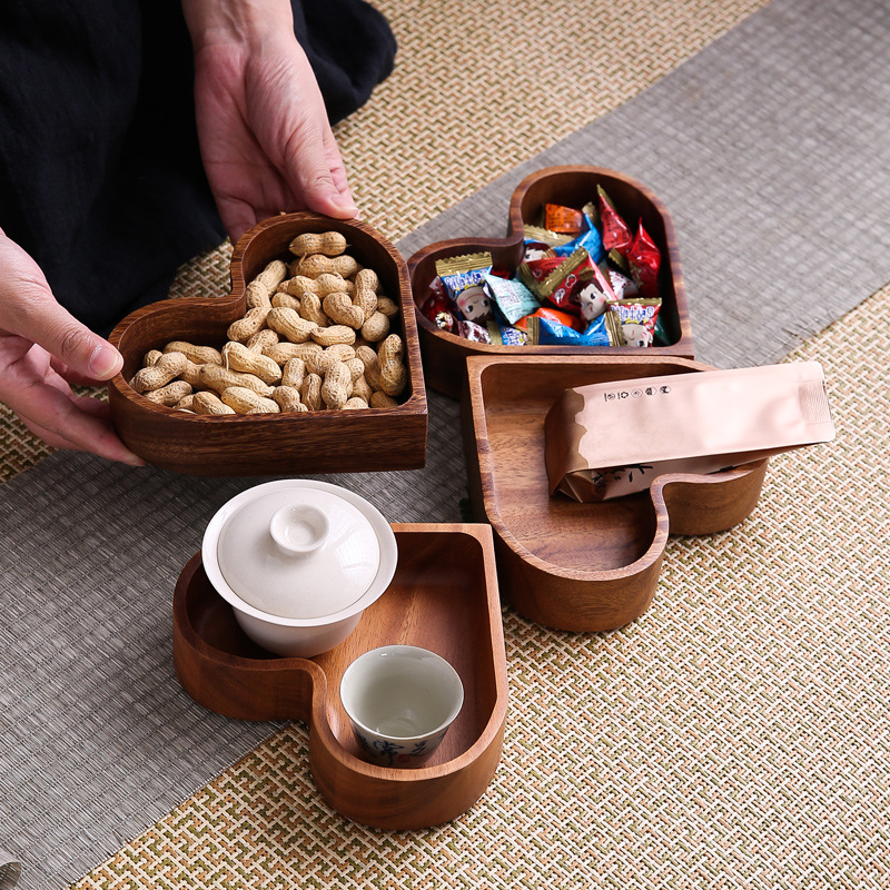 胡桃木愛心幹果盤糖果盒