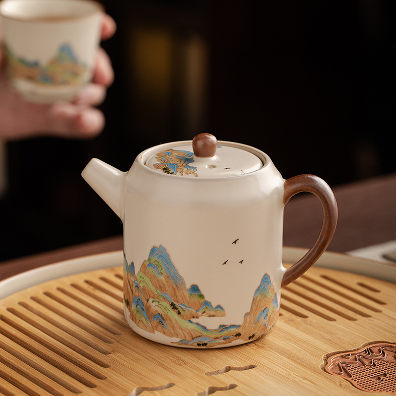 汝窯千裡江山直身壺