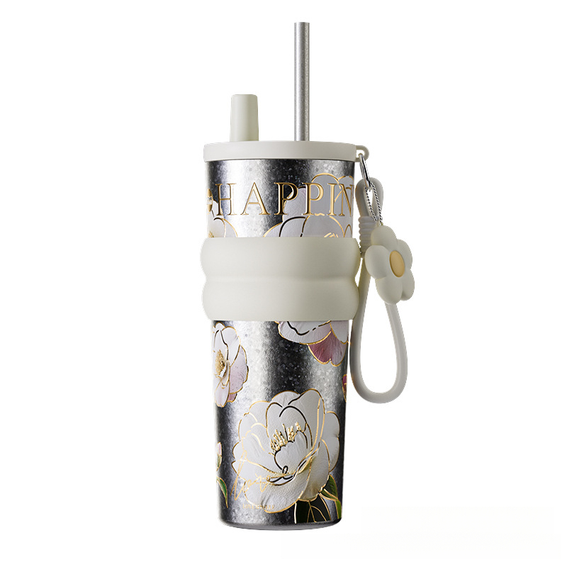 海棠花輕奢純鈦保溫杯