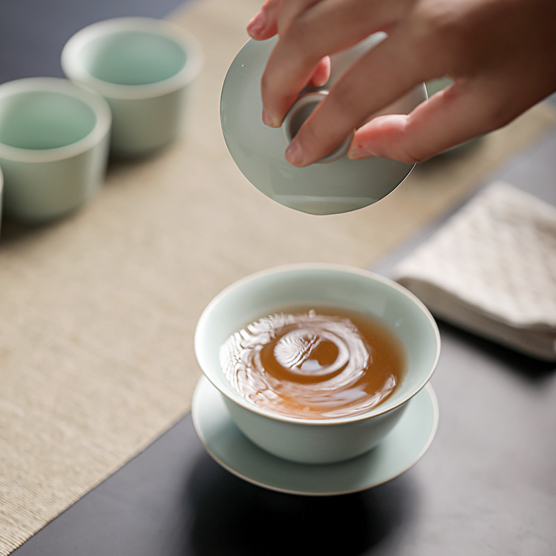 汝窯蓋碗陶瓷套裝