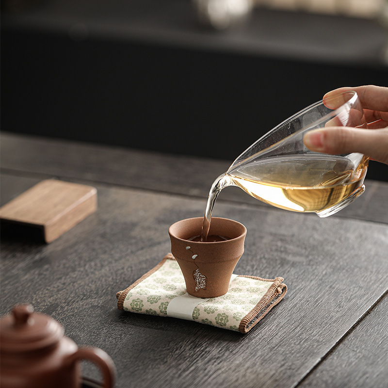 粗陶老岩泥手工鎏銀主人杯