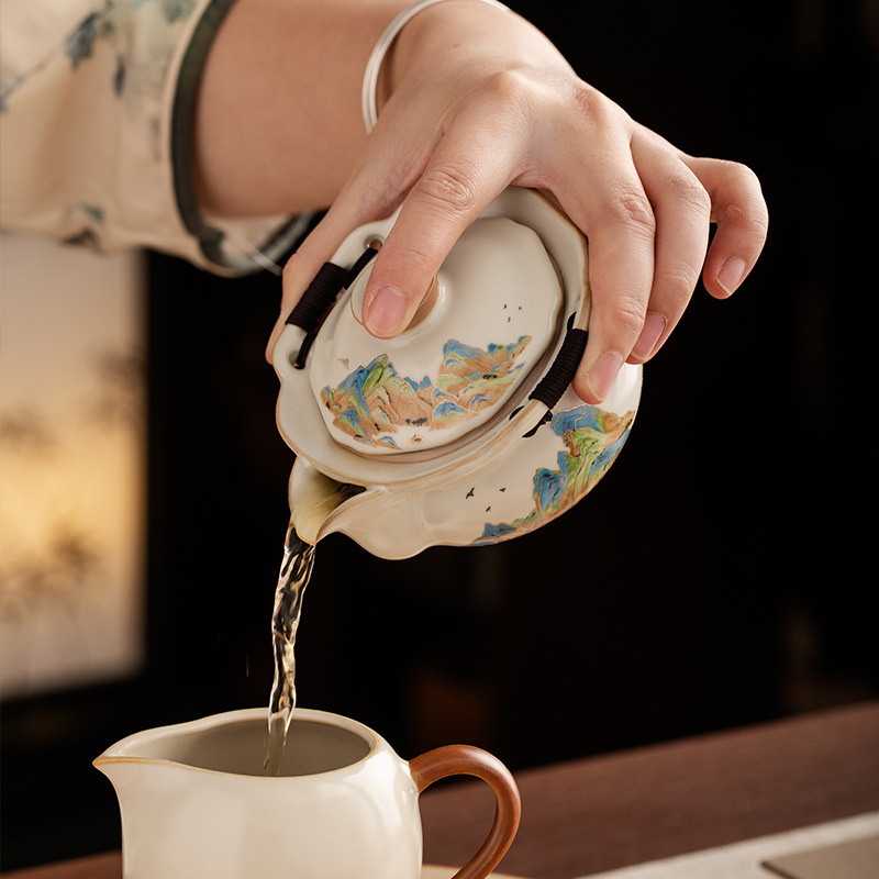 汝窯千裡江山手抓壺