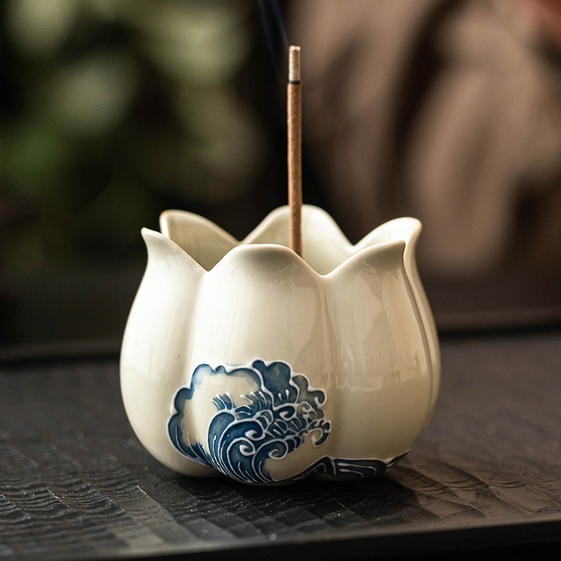 堆雕海浪綻放香爐香插