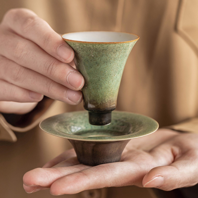 窯變碧綠星空套杯