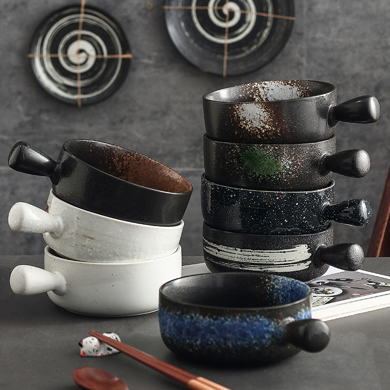 日式帶手柄個性碗