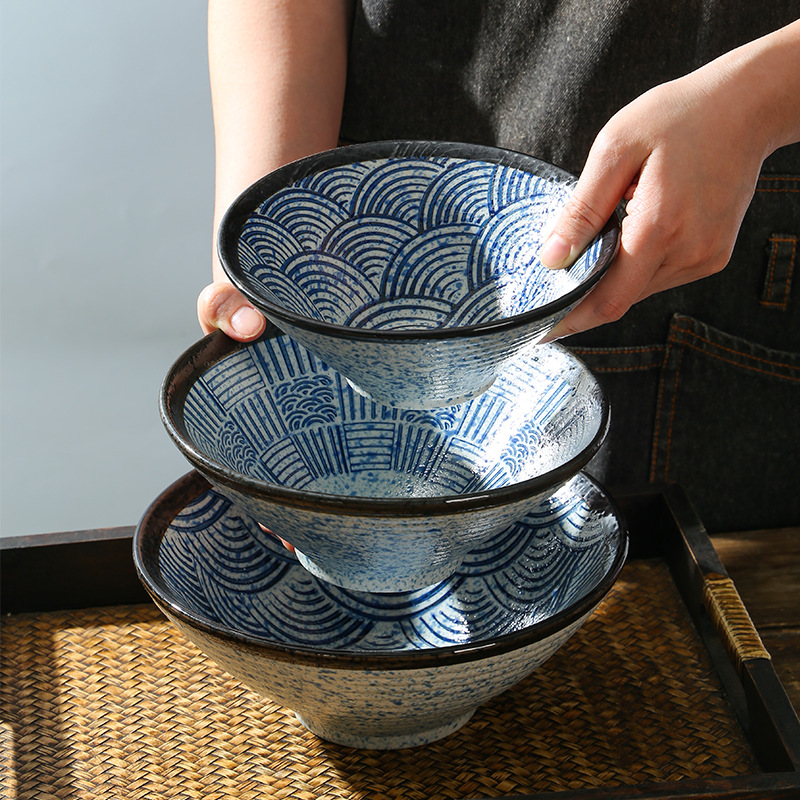 日式青海波斗笠碗