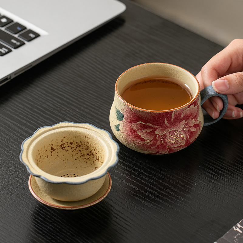 火石紅陶瓷茶咖杯泡茶杯