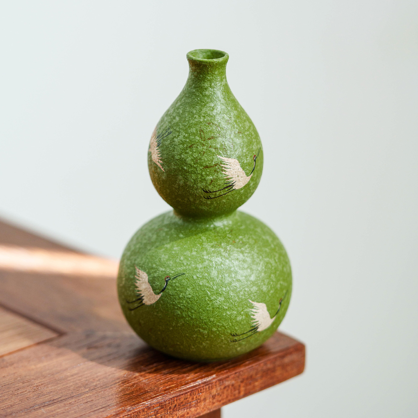 小青柑鶴舞長空陶瓷葫蘆花瓶