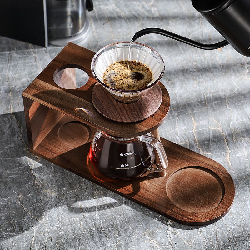 手沖咖啡木質收納架全套