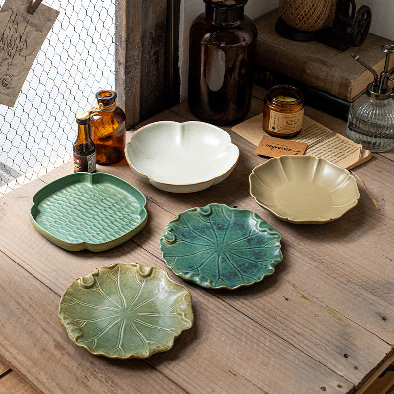 高顏值復古粗陶茶點盤