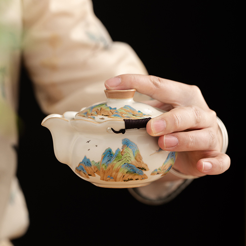 汝窯千裡江山手抓壺