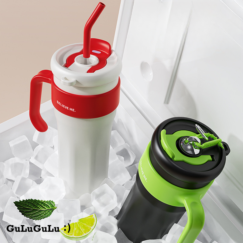 炫彩大容量吸管保溫咖啡杯