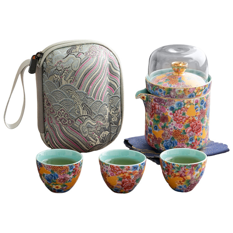 琺瑯彩便攜快客杯旅行茶具