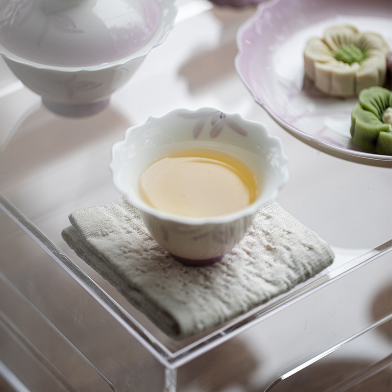 手繪蘭花漸變紫品茗杯