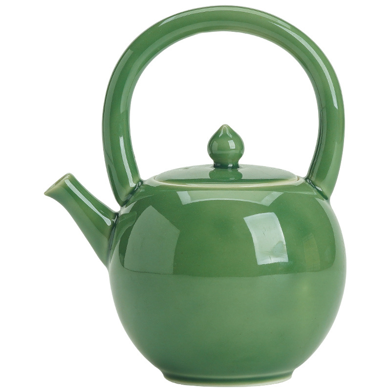 越窯青瓷圓月提梁壺