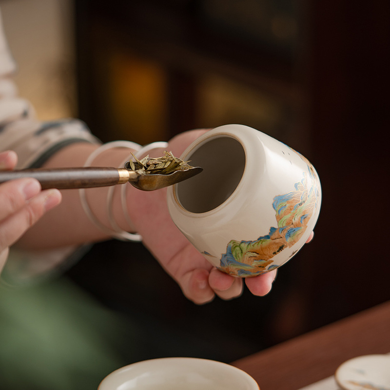 汝窯千裡江山茶葉罐