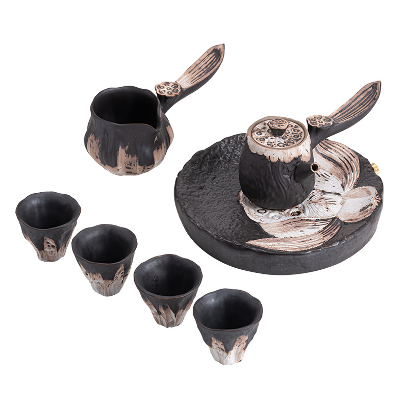 侘寂風手工粉引粗陶整套茶具套裝