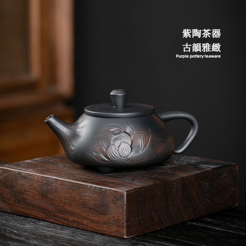 紫陶蓮藕石瓢壺