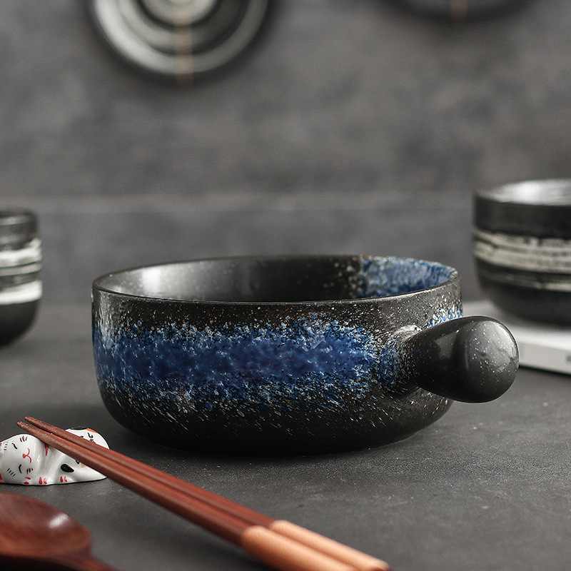 日式帶手柄個性碗