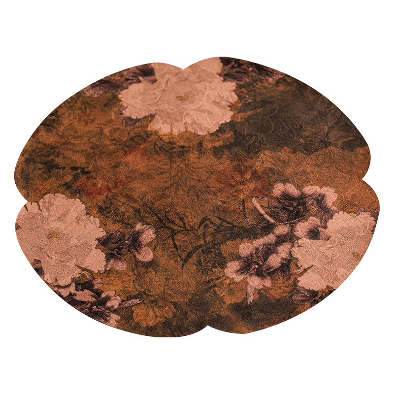 香雲紗牡丹雙面防水杯墊