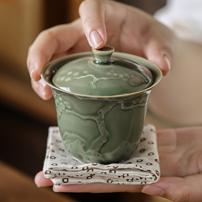 越窯青瓷鈴鐺二才蓋碗