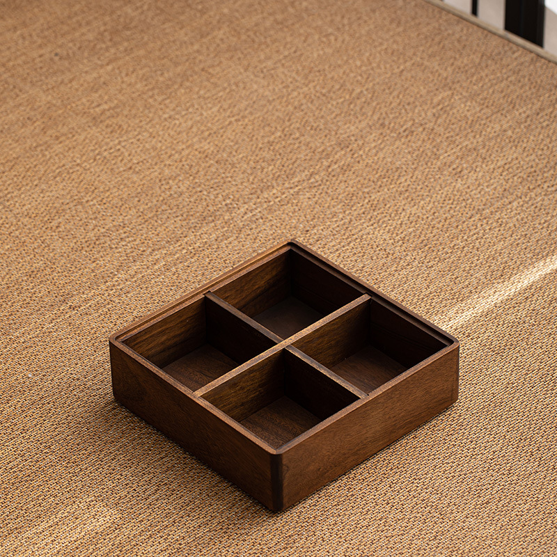 黑胡桃木手提戶外食盒