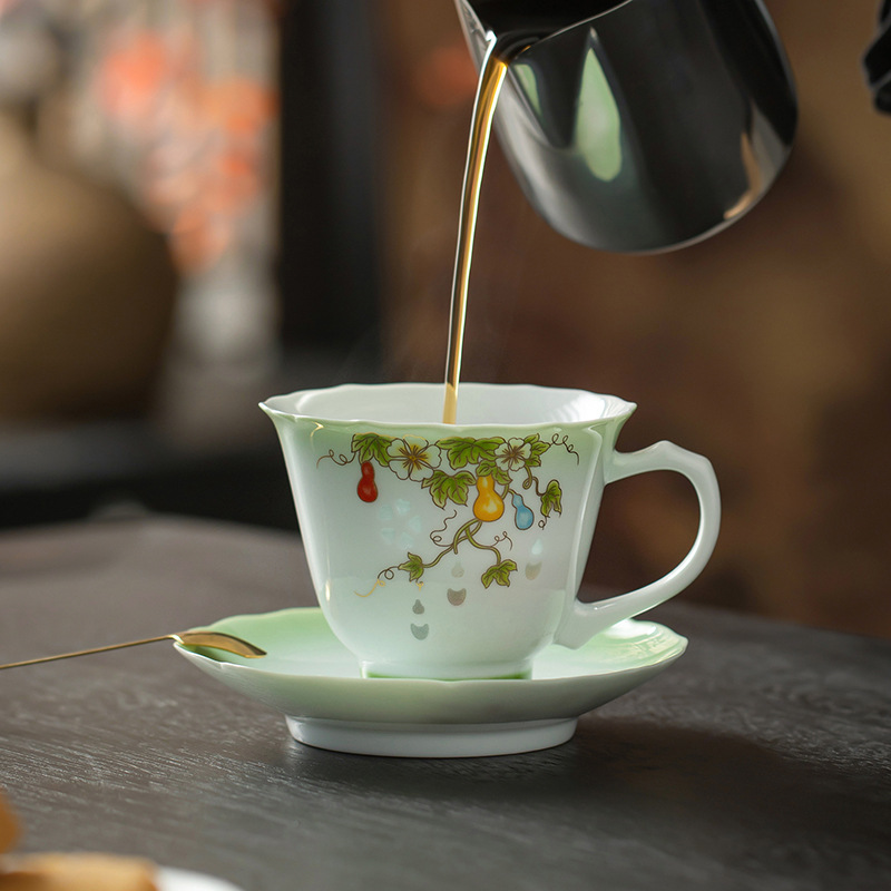 玲瓏花神咖啡杯碟